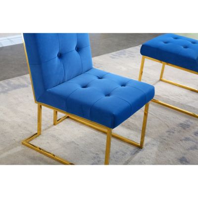 Streamdale  Set of 2  Velvet Upholstery with Gold Metal Base Tufted, Modern Style Dining Chair