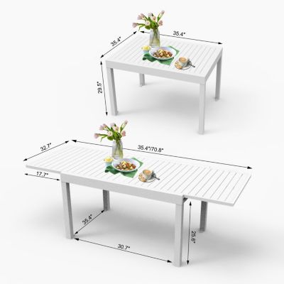 Expandable Dining Table Rust-Free Aluminum