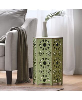 Vibrant Sunburst Iron Side Table Adds Color and Convenience to Your Patio