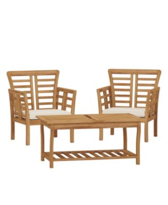 Acacia Wood Seating Set Weather-Resistant, Slatted Design