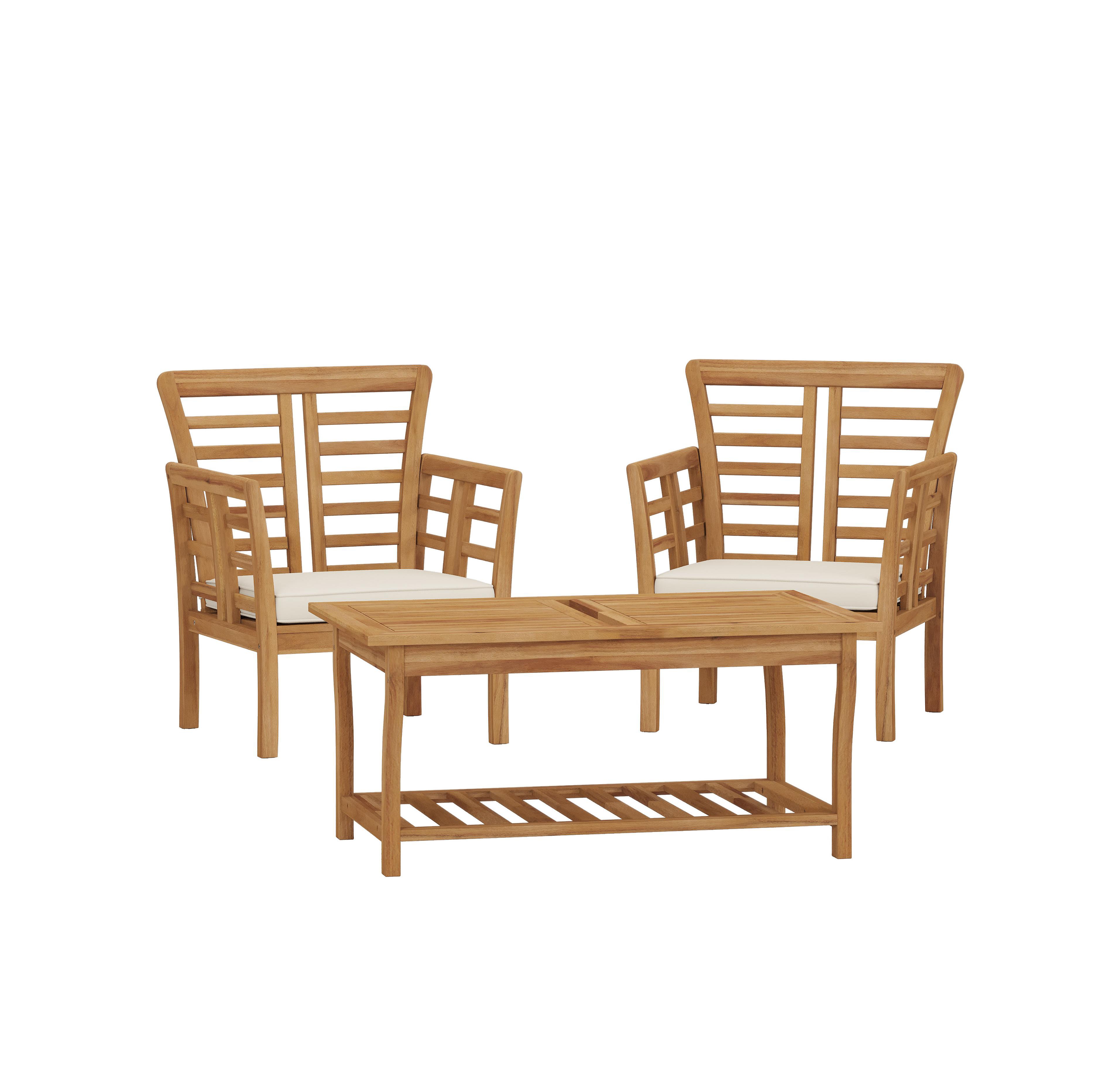 Simplie Fun Modern, Weather-Resistant Acacia Wood Seating Set with Slat Panel Design