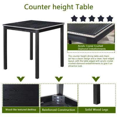 Elegant Counter-Height Dining Set Table & 4 Upholstered Chairs