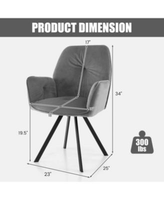 Set of 2 Swivel Accent Arm Chairs with Metal Legs and Wide Back-Grey