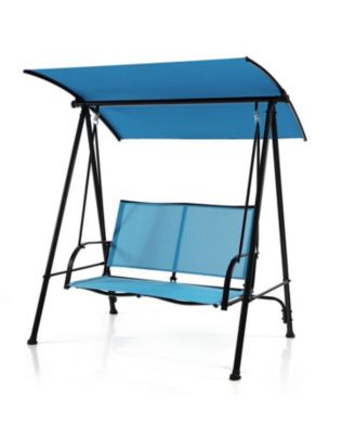 2-Seat Outdoor Canopy Swing with Comfortable Fabric Seat and Heavy-duty Metal Frame