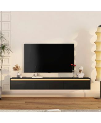 Streamdale Floating LED TV Shelf with Outlet