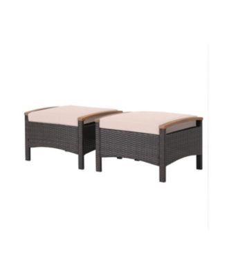 Set of 2 Fade-Resistant Wicker Patio Ottoman