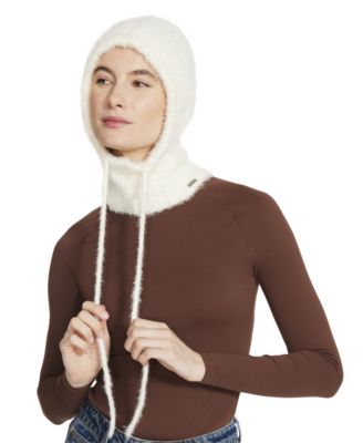 Women's Solid Eyelash Drawstring Hood