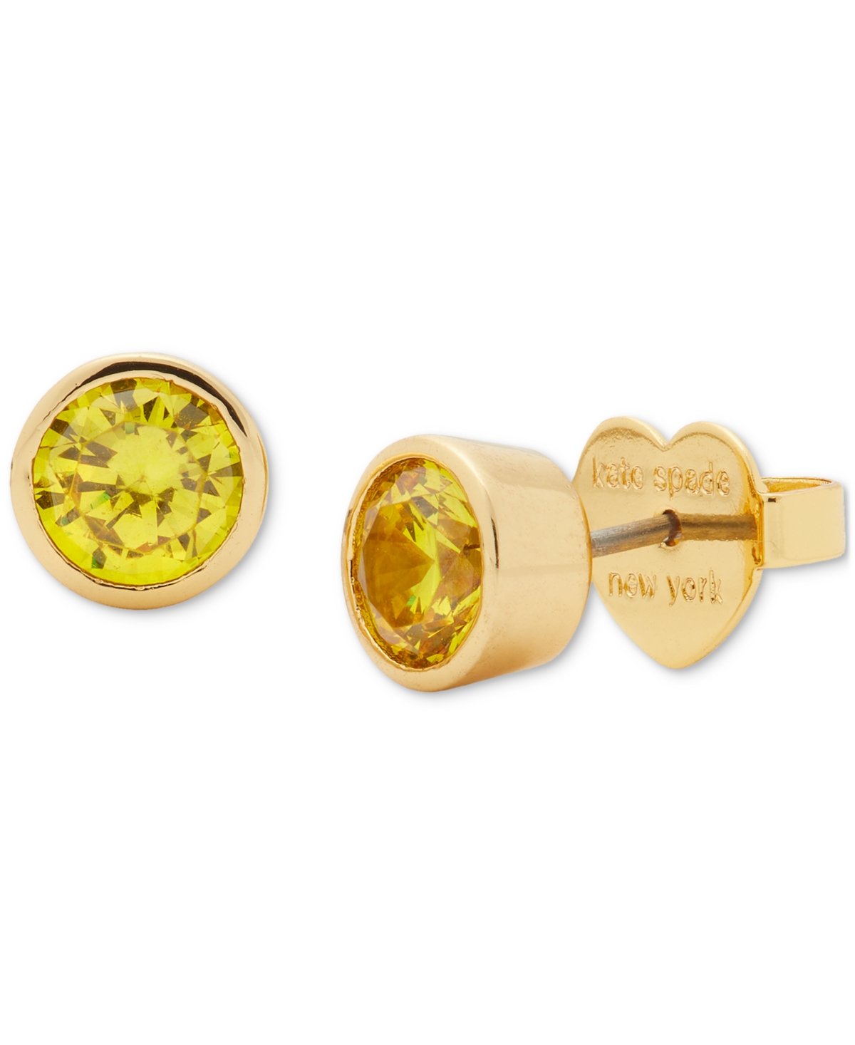 Shop Kate Spade Gold-tone Bubbly Bezel Stud Earrings In Green,gold