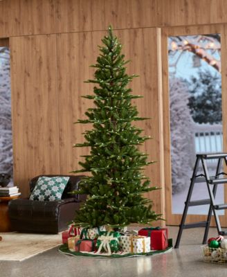 7.5ft Pre Lit Green Slim Fir Artificial Christmas Tree with 350 strawberry Lights,9 Functional Warm White Multi color, remote controller