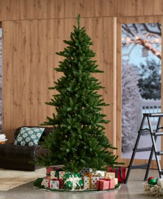 7.5ft Pre Lit Green Slim Fir Christmas Tree with 400 Light Emitting Diode Lights, 9 Functional Warm White Multi color, remote controller