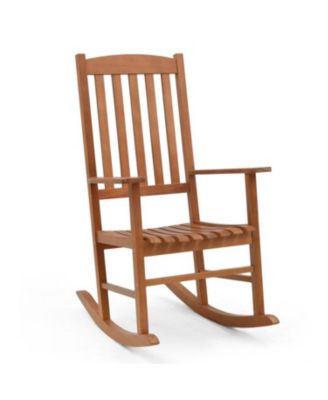 Eucalyptus Wood Rocker Chair with Stable and Safe Rocking Base for Garden