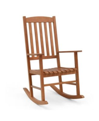 Eucalyptus Wood Rocker Chair with Stable and Safe Rocking Base for ...