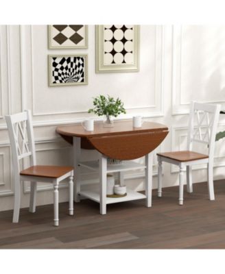 Set of 2 Farmhouse Dining Chairs with Solid Rubber Wood Seats for Kitchen