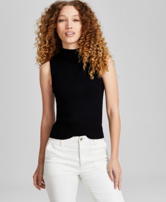 And Now This - Petite Ribbed Sweater Tank Top