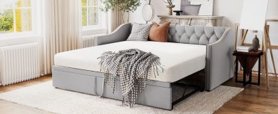 Twin Size Upholstered daybed with Pop Up Trundle