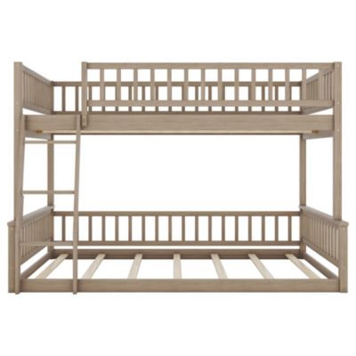 Streamdale Full XL over Queen Bunk Bed with Ladder and Guardrails, Walnut