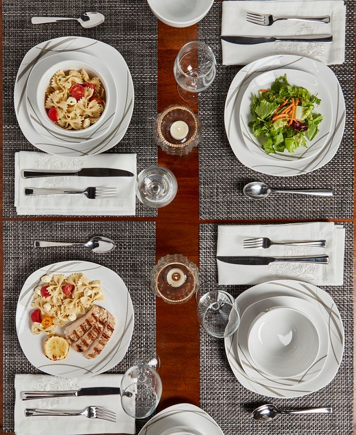 Tabletops Unlimited Curves Square 12 Pc. Dinnerware Set, Service for 4