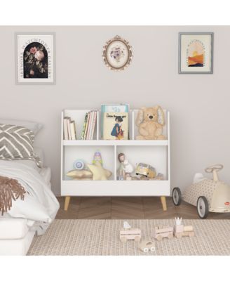 Modern Kids Bookshelf with Storage Bins for Books, Toys & Games