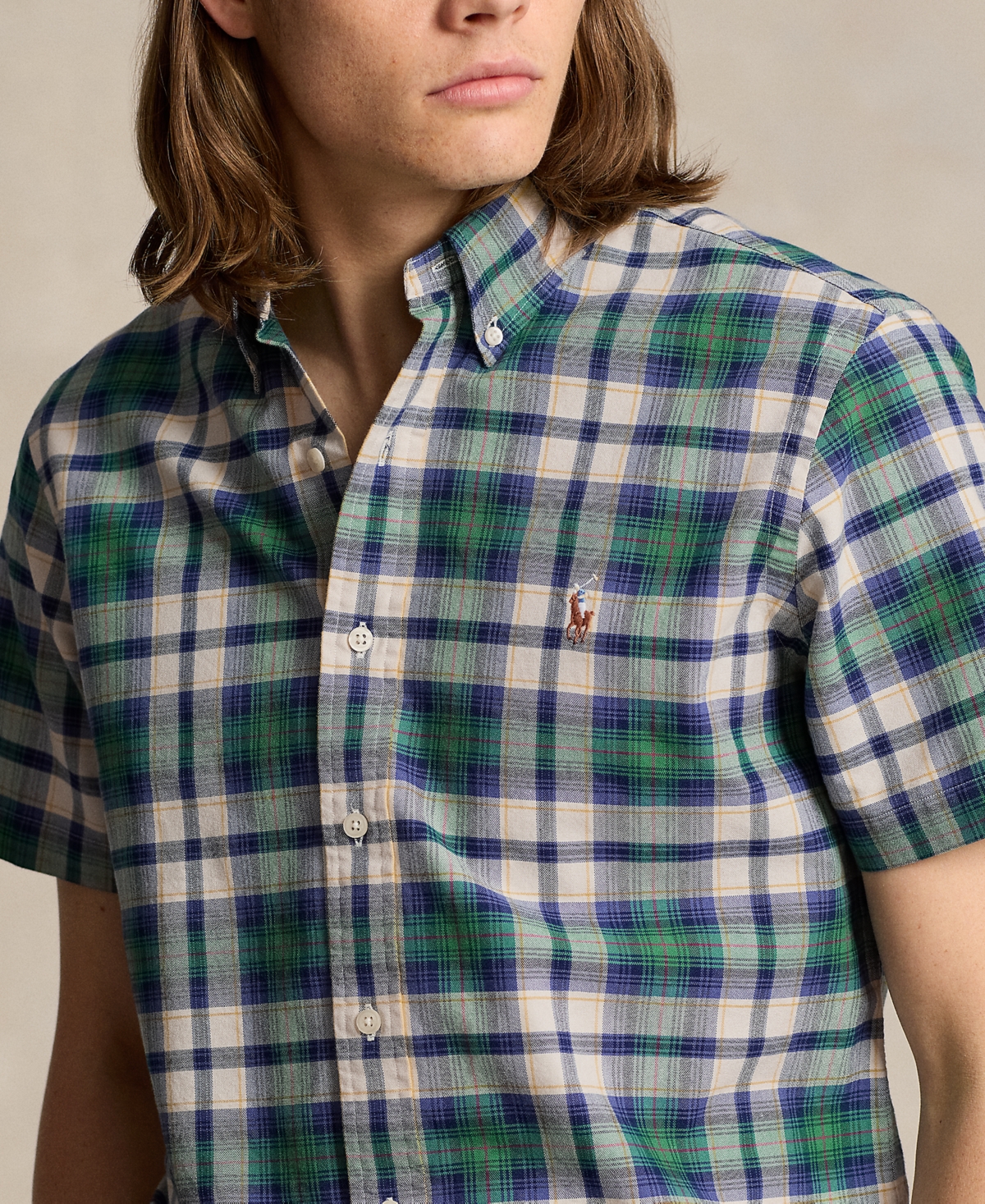 Polo Ralph Lauren Men's Classic-Fit Plaid Oxford Shirt -Green Multi