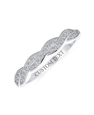 Intertwined Rope Twist Knot 1/2 Eternity Clear Pave Cubic Zirconia CZ Infinity Band Ring .925 Sterling Silver