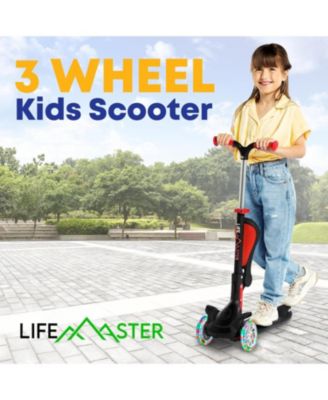 3-Wheel Kids Scooter with Foldable Seat, Adjustable Handlebar, LED Light-Up Wheels & Anti-Slip Deck, Lean-to-Steer Design for Ages 2+, Indoor/Outdoor