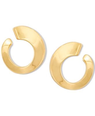 Polished Graduated Twisted Circle Small Hoop Earrings in 14k Gold, 1"