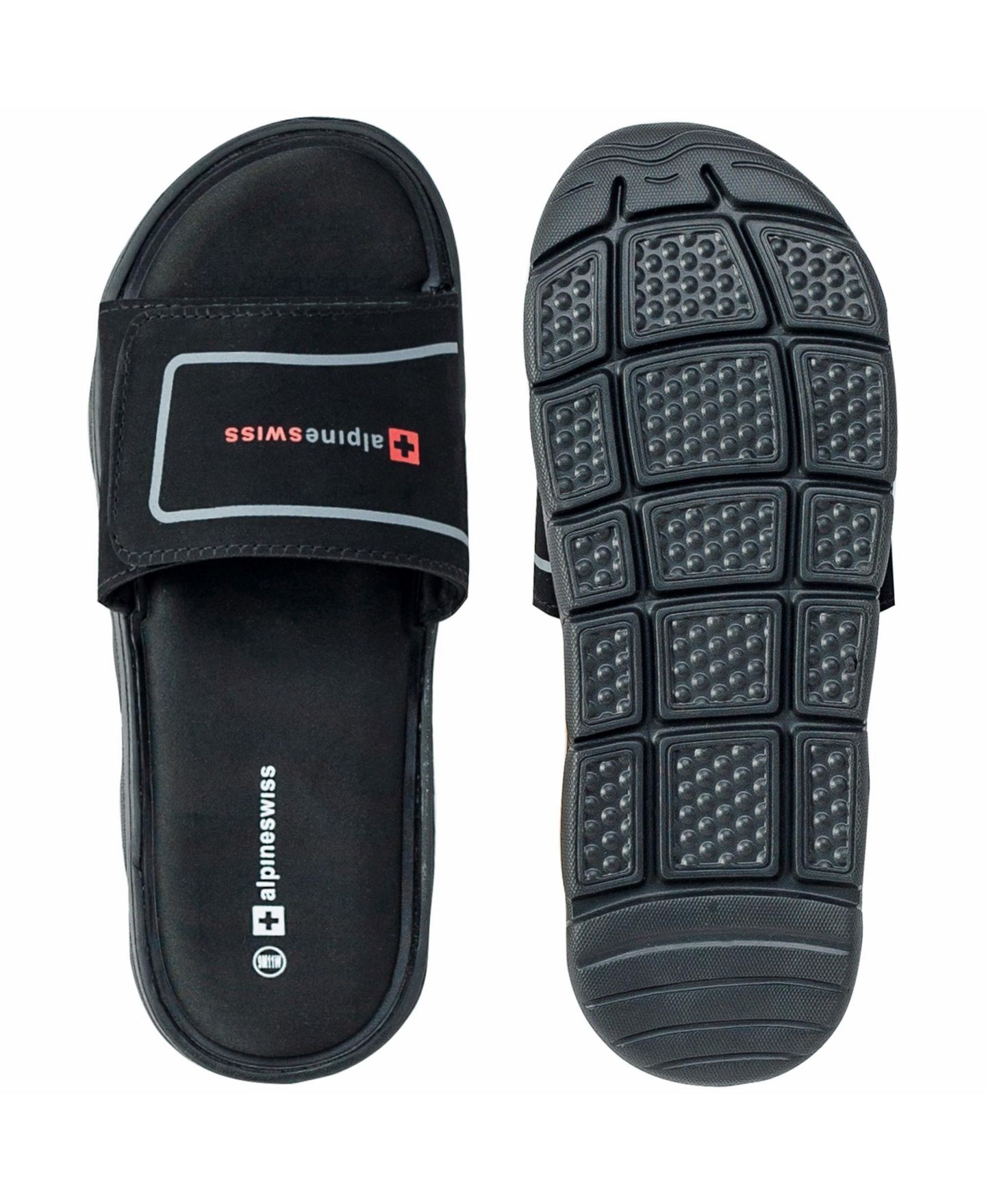 Мужские сандалии Alpine Swiss Gabe Cloud Slide Sandals For Men Shock-Absorbing Foam Insole With Arch Support Adjustable Strap Waterproof Anti-Slip Recovery, цвет: Чёрный — фото 3