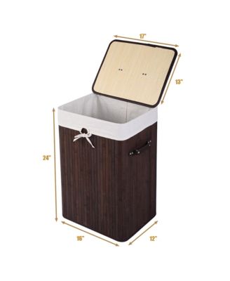 Rectangle Bamboo Hamper Laundry Basket Washing Cloth Bin Lid