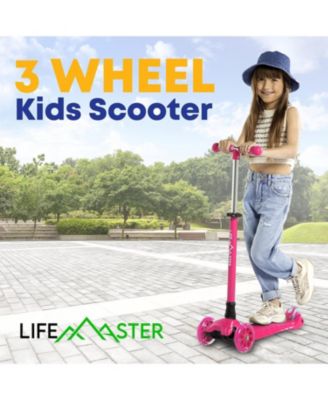 Mini 3-Wheel Kids Scooter with LED light-up wheels, 4-height adjustable handlebar, anti-slip deck & safety brake, for ages 2+, teal