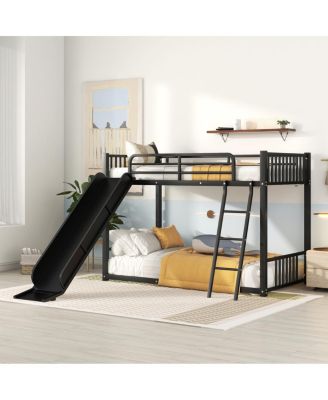 Streamdale Metal Bunk Bed With Slide, Twin Over Twin