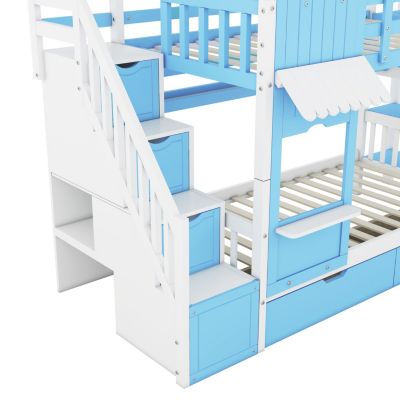 Streamdale Castle Bunk Bed w/ Drawers, Shelves, Slide (Pink)