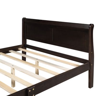 Streamdale Queen Size Wood Platform Bed With Headboard And Wooden Slat Support