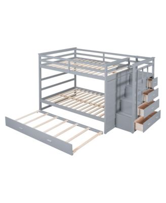 Full Over Full Bunk Bed With Twin Size Trundle And Staircase