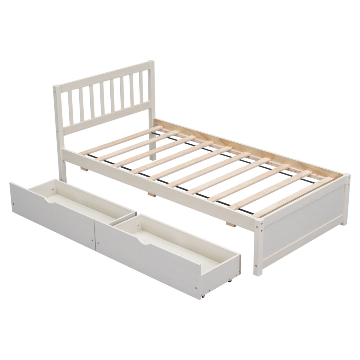 Streamdale Furniture Modern Design Wooden Size Platform Bed With 2 Drawers For White Washed Color