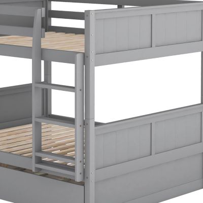 Streamdale Full Over Full Bunk Bed With Twin Size Trundle, Walnut
