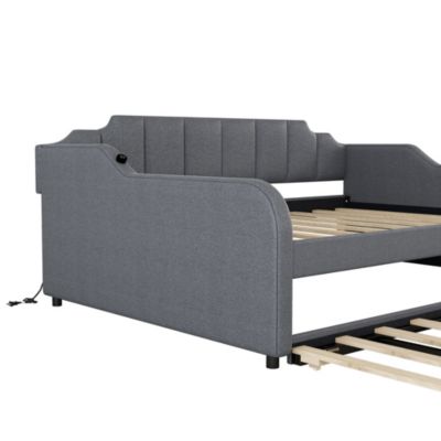 Upholstered Daybed with Trundle & USB Charging