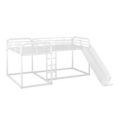 Streamdale Full And Twin Size L-Shaped Bunk Bed With Slide And Short Ladder