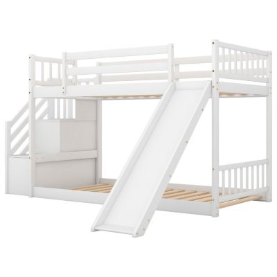 Streamdale Twin Over Twin Bunk Bed With Convertible Slide And Stairway