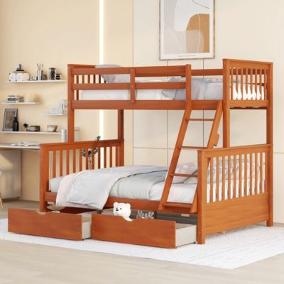Streamdale Twin-Over-Full Bunk Bed With Ladders And Two Storage Drawers