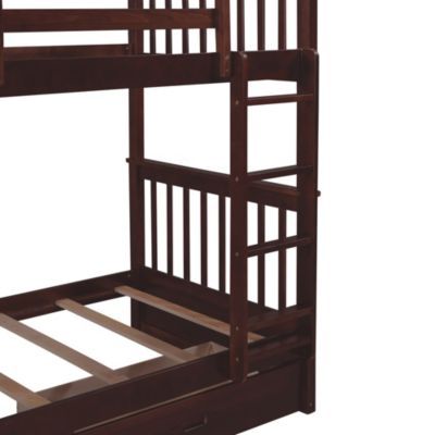 Twin Over Twin White Wooden Ladder Storage Bunk Bed