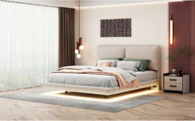 Streamdale Queen Size Platform Bed with USB Ports and Sensor Light