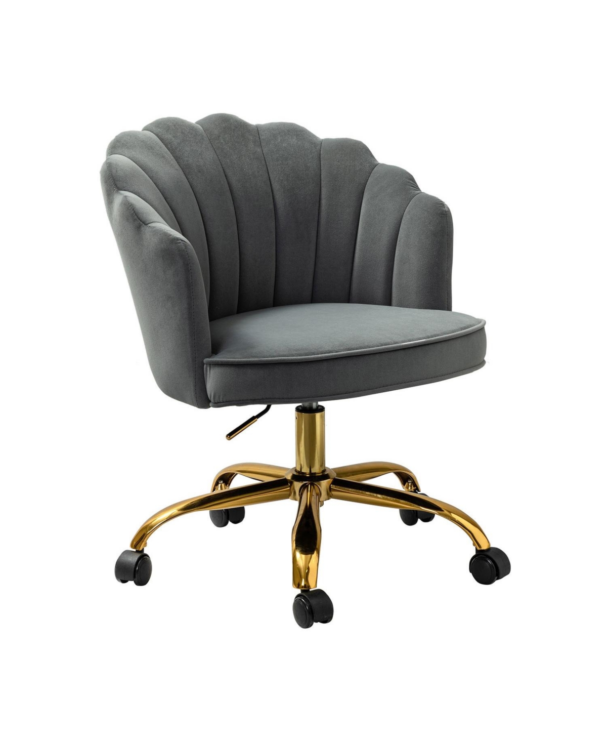 Hulala Home Woman Modern Cute Shell Back Upholstered Desk Chair for Vanity, Living Room