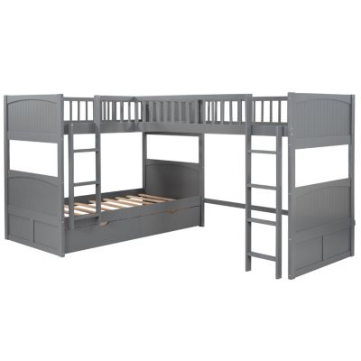Streamdale Twin Size Bunk Bed With A Loft Bed Attached, With Two Drawers