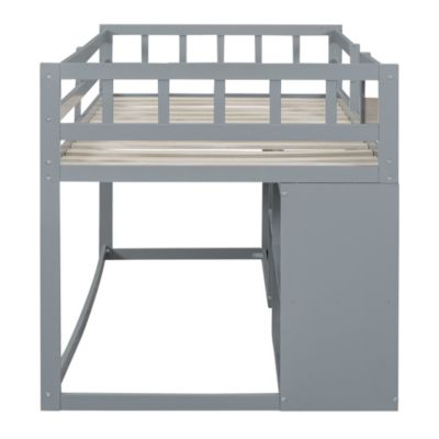 Streamdale Twin Size Low Loft Bed With Rolling Desk, Shelf And Drawers