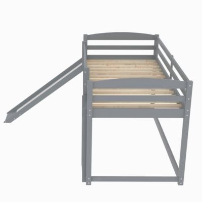 Twin Over Twin Pine Wood Convertible Slide & Ladder Bunk Bed
