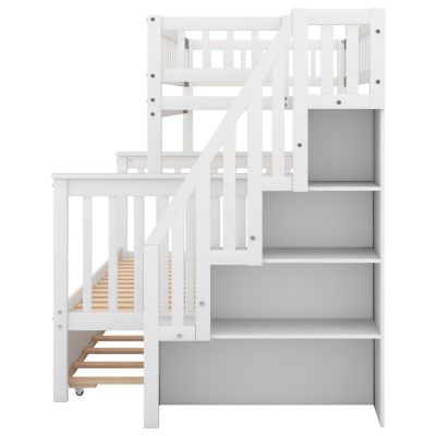 Streamdale Twin Over Full Bunk Bed With Trundle And Staircase