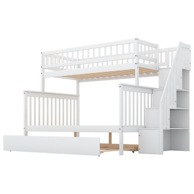 Streamdale Twin Over Full Bunk Bed With Trundle And Staircase