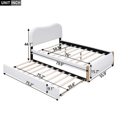 Streamdale Upholstered Platform Bed with Trundle, White