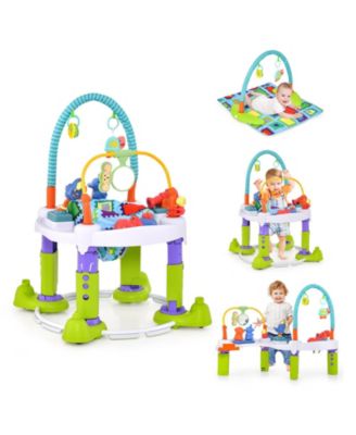 Kids 4-in-1 Baby Bouncer Activity Center with 3 Adjustable Heights-Green