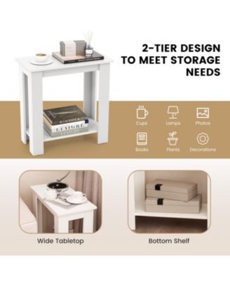 2-Tier Modern Compact End Table with Storage Shelf